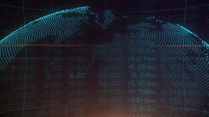 Digital Global Systems with Stock Market board - Finance and Banking Concept 