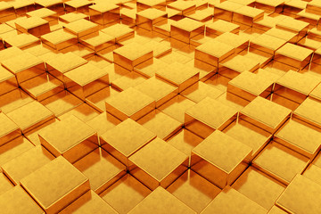 Leinwandbilder - Abstract Golden Cubes background. 3d Rendering