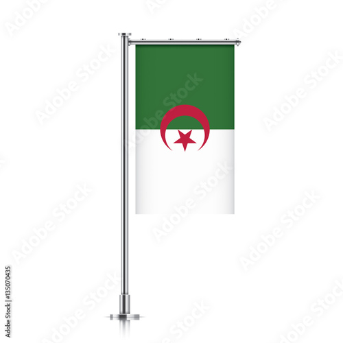 Algeria Vector Banner Flag Hanging On A Silver Metallic Pole