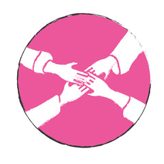 Wall Mural - emblem hands of women together image icon, vector illustration