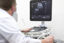 Ultrasound Machine Doctor"s Hand Usg Investigation  USCG