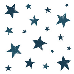 Textured stars background, pattern, wallpaper. Grunge space halftone texture. Blue galaxy star set. Hand drawn vector illustration