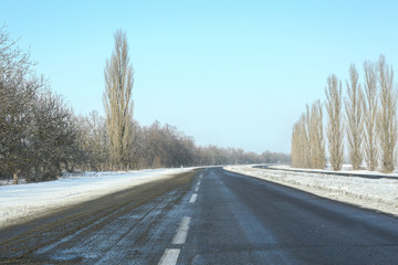 Canvas Print - Country side empty road on sunny day