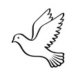 Flying bird - dove or pigeon with its wings spread line art vector icon for nature apps and websites