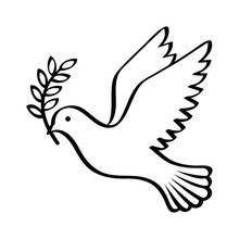 Flying Dove Holding An Olive Branch As A Sign Of Peace Line Art Vector Icon For Apps And Websites
