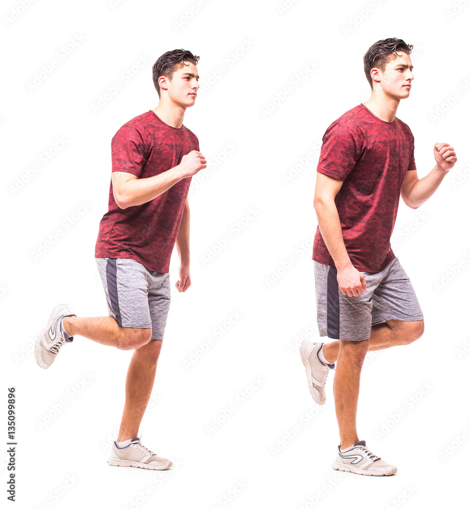 Jog In Place. Young man doing sport exercise. Stock Photo | Adobe Stock, image size:924x1000
