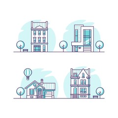 Wall Mural - Traditional and modern houses. For web design and application interface, also useful for infographics. Vector illustration.