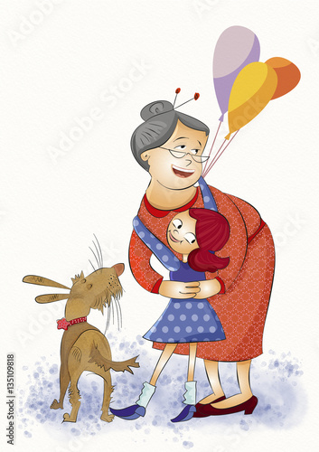 Grandmother and granddaughter. Illustration Stock-Illustration | Adobe
