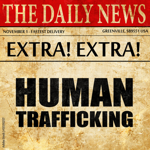 human trafficking, newspaper article text ilustración de Stock Adobe Stock