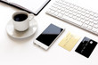 © 279photo - credit card, keyboard, smartphone and coffee cup on white background