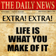 life is what you make of it, newspaper article text
