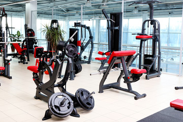 Sticker - Interior of modern gym with special equipment