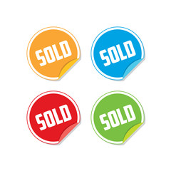 Wall Mural - Colorful Sold Sticker Labels