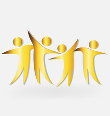 Wall Mural - Gold temawork family people logo vector