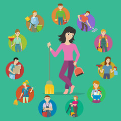 Wall Mural - Set Avatar Userpics of Members Cleaning Service