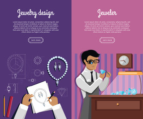 Wall Mural - Set of Jewelry Concept Vector Web Banners 
