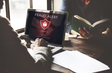 Wall Mural - fraud scam phishing caution deception concept
