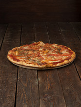 Pizza With Mozzarella On Dark Background