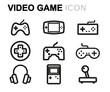 Vector line video game icons set