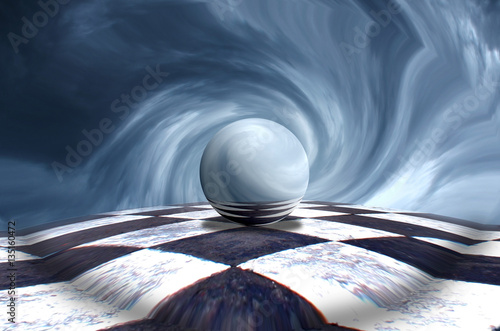 Fototapeta Sphere on surface. Surreal concept. 3D illustration