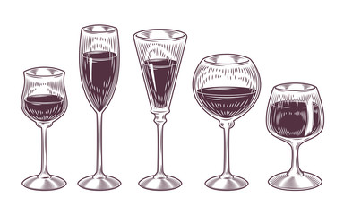 Canvas Print - Vector collection of wine glasses