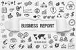 © magele-picture - Business Report / weißes Papier mit Symbole