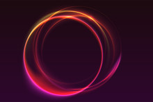 Abstract Ring Background With Luminous Swirling Sparkle. Glowing Spiral. Shine Round Frame Tunnel With Circles Light Effect. Cover For Your Presentation And Design With Space For Your Message.