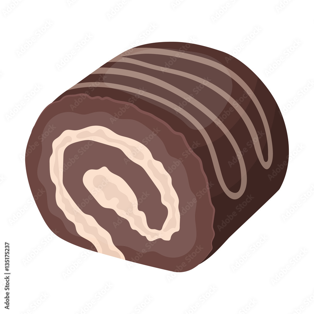 Chocolate roulade icon in cartoon style isolated on white background ...