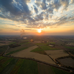 Wall Mural - sunset cloud and sky aerial view with skyline nature background