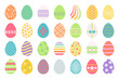 Colored easter eggs or color ostern egg icons with decoration patterns vector illustration