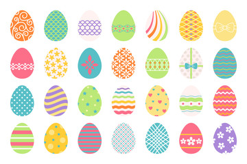 colored easter eggs or color ostern egg icons with decoration patterns vector illustration