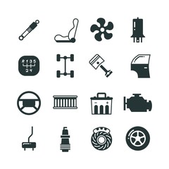 Canvas Print - Car parts, mechanic vector icons set