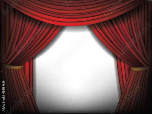 Luxurious Red Curtains Background Template Grand Opening Or Other