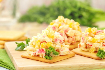 Wall Mural - Salad with crab sticks and sweet corn