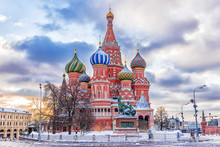 Winter View Of The St. Basil's Cathedral In Moscow