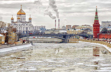 overcast winter morning in Moscow, Russia