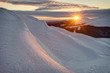 Bieszczady mountains in winter, beautiful sunrise