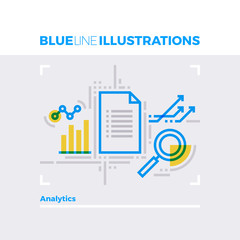 Poster - Data Analytics Blue Line Illustration.