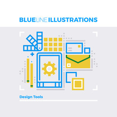 Aufkleber - Design Tools Blue Line Illustration.