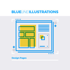 Aufkleber - Web Design Blue Line Illustration.