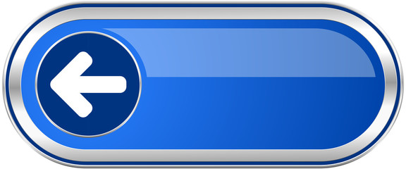Poster - Left arrow long blue web and mobile apps banner isolated on white background.