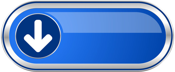 Leinwandbilder - Download arrow long blue web and mobile apps banner isolated on white background.