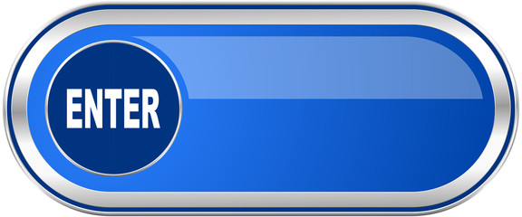 Poster - Enter long blue web and mobile apps banner isolated on white background.