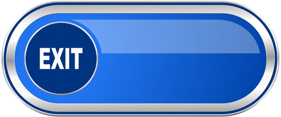 Poster - Exit long blue web and mobile apps banner isolated on white background.