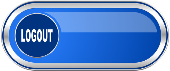 Poster - Logout long blue web and mobile apps banner isolated on white background.