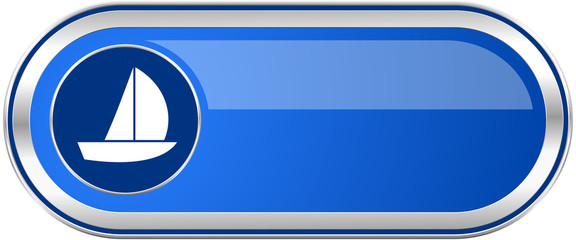 Poster - Yacht long blue web and mobile apps banner isolated on white background.