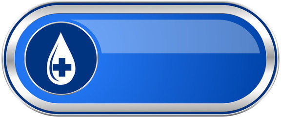 Fototapete - Blood long blue web and mobile apps banner isolated on white background.