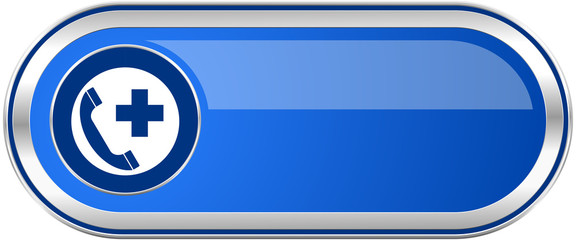 Poster - Emergency call long blue web and mobile apps banner isolated on white background.