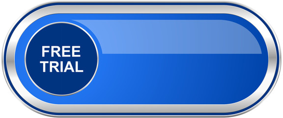 Aufkleber - Free trial long blue web and mobile apps banner isolated on white background.