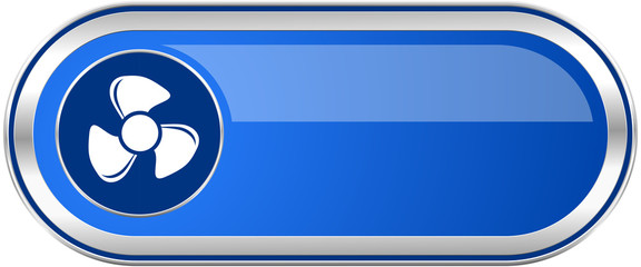 Poster - Fan long blue web and mobile apps banner isolated on white background.